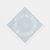 Serviette En Papier Dusty Blue main imprimé Holly Wreath Noël (Coin)