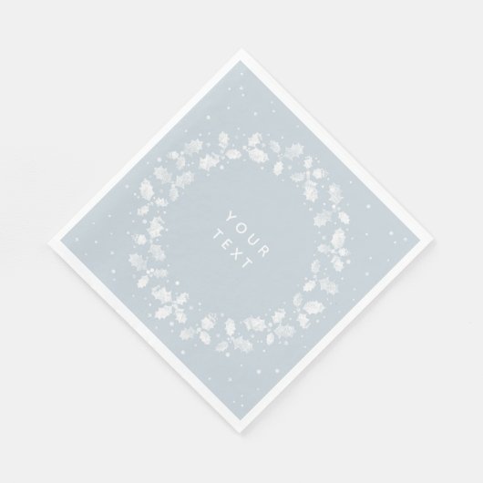 Serviette En Papier Dusty Blue main imprimé Holly Wreath Noël (Coin)