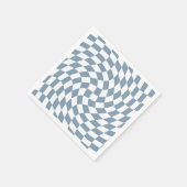 Serviette En Papier Dusty Blue Mariage Collection Vérifier À damiers (Coin)