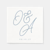 Serviette En Papier Dusty Blue | Mariage de monogramme de filigrane de (Devant)