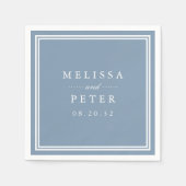 Serviette En Papier Dusty Blue | Mariage personnalisé classique (Devant)