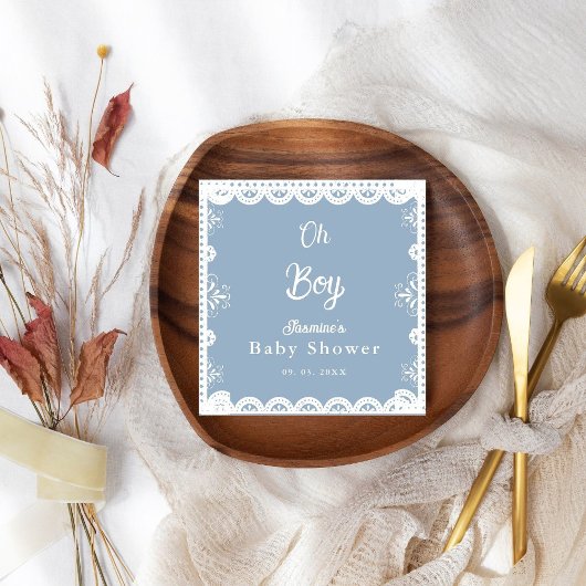 Serviette En Papier Dusty Blue mexicaine baby shower papillon picado