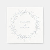 Serviette En Papier Dusty Blue Minimal Mariage feuille (Devant)