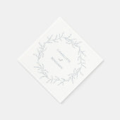 Serviette En Papier Dusty Blue Minimal Mariage feuille (Coin)