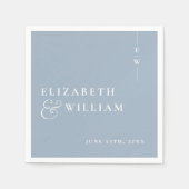 Serviette En Papier Dusty Blue Minimalist Élégant Mariage Monogramme (Devant)