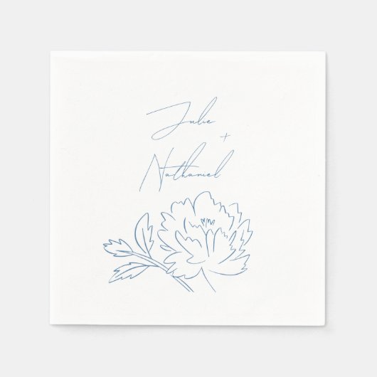 Serviette En Papier Dusty Blue Minimalist Mariage botanique (Devant)
