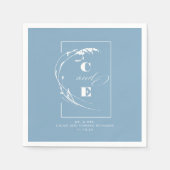 Serviette En Papier Dusty Blue Moderne Mariage Monogramme (Devant)