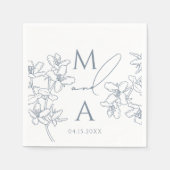 Serviette En Papier Dusty Blue Moderne Monogram Mariage (Devant)
