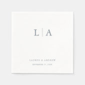 Serviette En Papier Dusty Blue Monogram Élégant Mariage simple serviet (Devant)