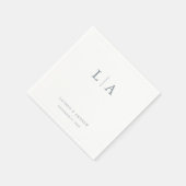 Serviette En Papier Dusty Blue Monogram Élégant Mariage simple serviet (Coin)