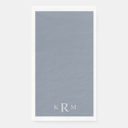 Serviette En Papier Dusty Blue Monogramme Mariage Papier Serviettes d' (Devant)