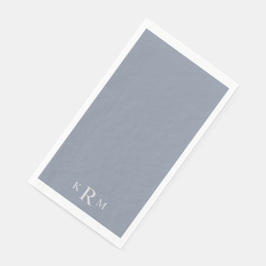 Serviette En Papier Dusty Blue Monogramme Mariage Papier Serviettes d' (Coin)
