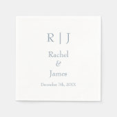 Serviette En Papier Dusty Blue Monogrammes Nom Simple Minimal Mariage (Devant)