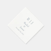 Serviette En Papier Dusty Blue Monogrammes Nom Simple Minimal Mariage (Coin)