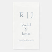 Serviette En Papier Dusty Blue Monogrammes Nom Simple Minimal Mariage (Devant)