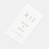 Serviette En Papier Dusty Blue Monogrammes Nom Simple Minimal Mariage (Coin)