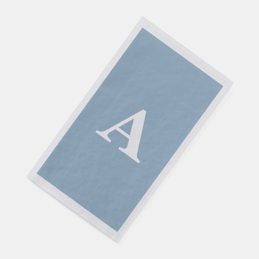 Serviette En Papier Dusty Blue Monogrammes Simple Moderne Personnalisé (Coin)