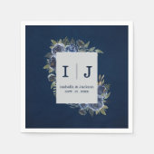 Serviette En Papier Dusty Blue Navy Champagne Mariage d'ivoire (Devant)