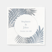 Serviette En Papier Dusty Blue Palm Feuille Art élégant mariage (Devant)