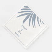 Serviette En Papier Dusty Blue Palm Leaf Beach Mariage tropical (Coin)