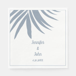 Serviette En Papier Dusty Blue Palm Leaf Beach Mariage tropical