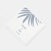 Serviette En Papier Dusty Blue Palm Leaf Beach Mariage tropical (Coin)