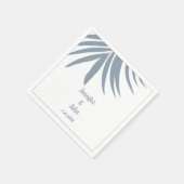 Serviette En Papier Dusty Blue Palm Leaf Beach Mariage tropical (Coin)