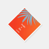 Serviette En Papier Dusty Blue Palm Leaf Sunset Orange Beach Mariage (Coin)