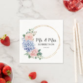 Serviette En Papier Dusty Blue Pastel Pink hydrangeas Floral Mariage (En situation)