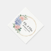 Serviette En Papier Dusty Blue Pastel Pink hydrangeas Floral Mariage (Coin)