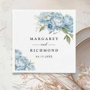 Serviette En Papier Dusty Blue Peony Élégant Mariage floral