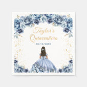 Serviette En Papier Dusty Blue Princess Floral Quinceañera (Devant)