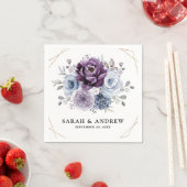 Serviette En Papier Dusty Blue Purple Navy Lilac Blooms Mariage (En situation)