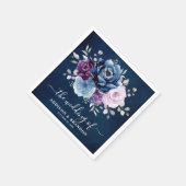 Serviette En Papier Dusty Blue Purple Navy Lilac Blooms Mariage Napkin (Coin)