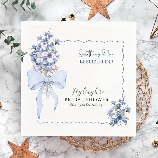 Serviette En Papier Dusty Blue Ribbon Bow Calla Lily Soirée élégante