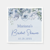 Serviette En Papier Dusty Blue Romantic Floral Fête des mariées (Devant)