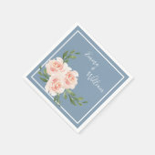 Serviette En Papier Dusty Blue Romantic Floral Mariage de script moder (Coin)