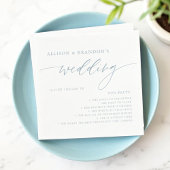 Serviette En Papier Dusty Blue Rustic Élégant Mariage Fun Facts Napkin