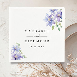Serviette En Papier Dusty Blue Rustic Floral Mariage