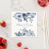 Serviette En Papier Dusty Blue Sage Aquarelle Peony Mariage (En situation)