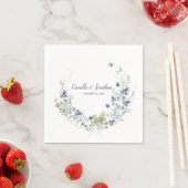 Serviette En Papier Dusty Blue Sage Green Mariage d'hiver Floral (En situation)