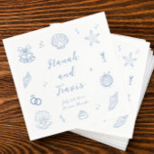 Serviette En Papier Dusty Blue Seashells Beach Mariage côtier