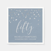 Serviette En Papier Dusty Blue Silver Confetti 50e fête d'anniversaire (Devant)