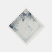 Serviette En Papier Dusty Blue Silver Rose hiver Floral Mariage (Coin)