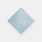 Serviette En Papier Dusty Blue Simple Calligraphie Joyeux Noël (Coin)