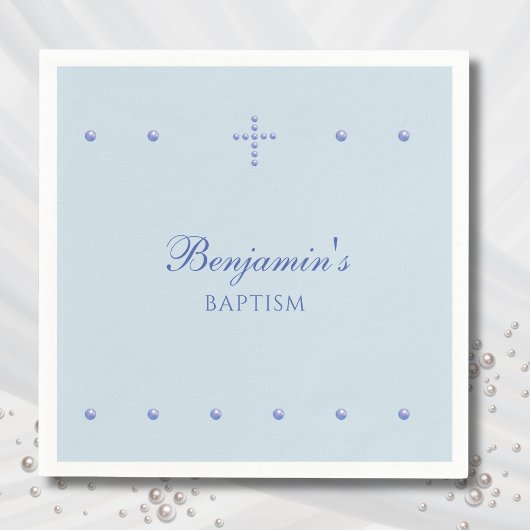 Serviette En Papier Dusty Blue Simple Cross Christian Baptism
