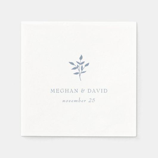 Serviette En Papier Dusty Blue Simple Mariage botanique moderne (Devant)