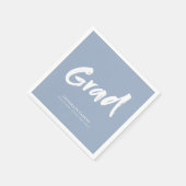 Serviette En Papier Dusty Blue Simple Moderne Brush Script Graduation (Coin)