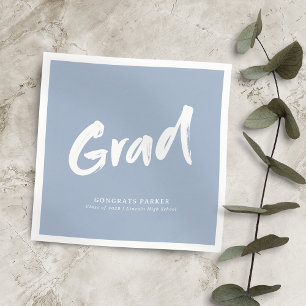Serviette En Papier Dusty Blue Simple Moderne Brush Script Graduation