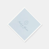 Serviette En Papier Dusty Blue Simple Monogram Wedding Crest  (Coin)